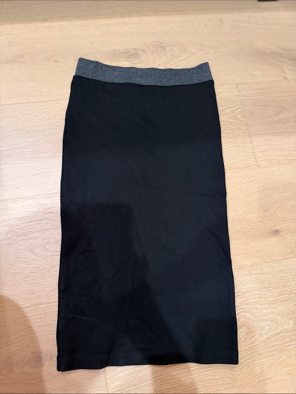 Zara Black Pencil Skirt with Gray Waistband